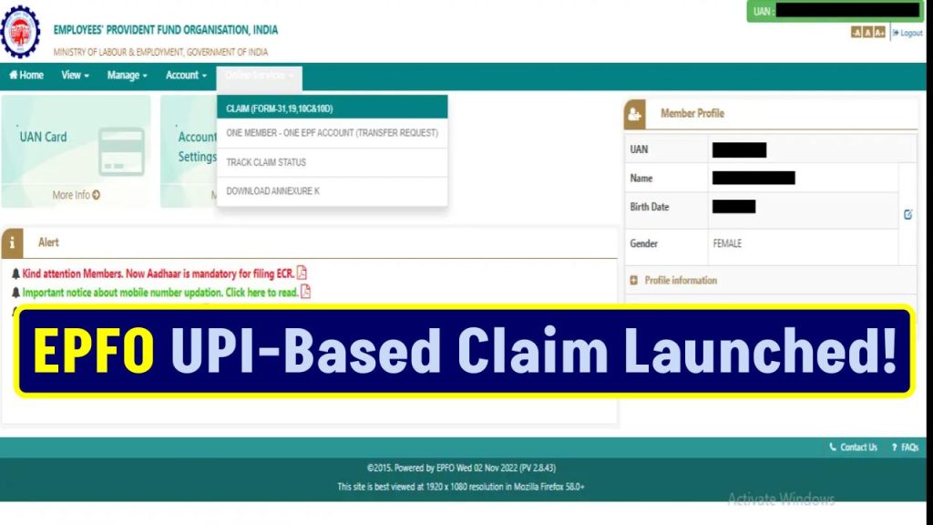 EPFO UPI-Based Claim Launched – Withdraw PF in Minutes – No More Hassles!