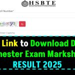 HSBTE Result 2025 at hsbte.org.in, Direct Link to Download Diploma Semester Exam Marksheet