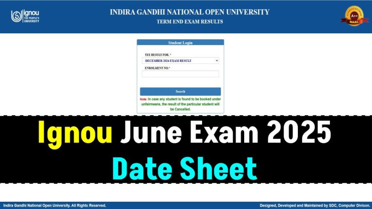 Ignou June Exam 2025 Date Sheet: IGNOU June term end exam date sheet released, download at ignou.ac.in