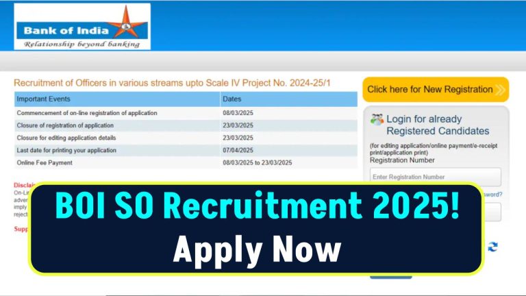 BOI SO Recruitment 2025: 180 Specialist Officer Vacancies – Apply Before March 23!