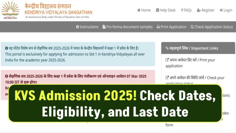 KVS Admission 2025: Application Process Begins Today, Check Important Dates, Eligibility, and Last Date